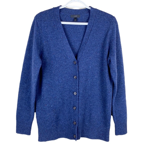 J. Crew Sweaters - J. Crew Navy Blue Donegal style Wool Cardigan Size M - cozy for fall & winter!